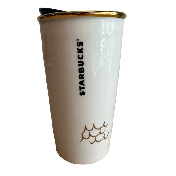 Starbucks 2015 Abstract Mermaid Face 10oz Ceramic Tumbler with lid - Picture 6 of 9
